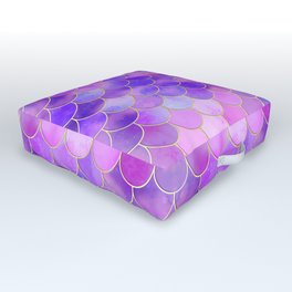 Ultra Violet & Gold Mermaid Scale Pattern Outdoor Floor Cushion