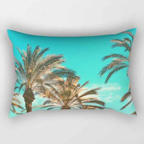 Tropical Palm Trees - Vintage Turquoise Sky Rectangular Pillow