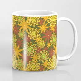 flower power // 70s inspired print // in olive, yellow, lime, tangerine, and maroon // by Ali Harris Mug