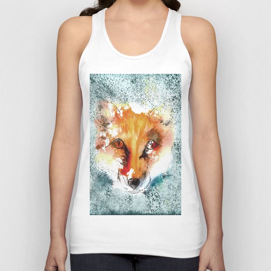 Wild wild Fox - Animal in the forest- watercolor illustration Unisex Tank Top