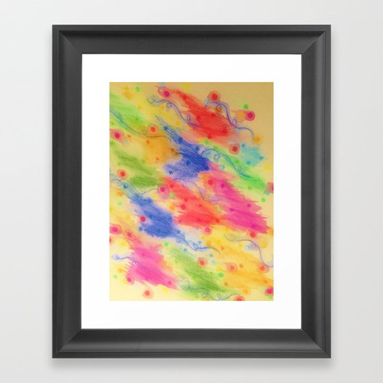 SEEING STARS 2 - Yellow Rainbow Pretty Starry Sky Abstract Watercolor Painting Feminine Pattern Framed Art Print