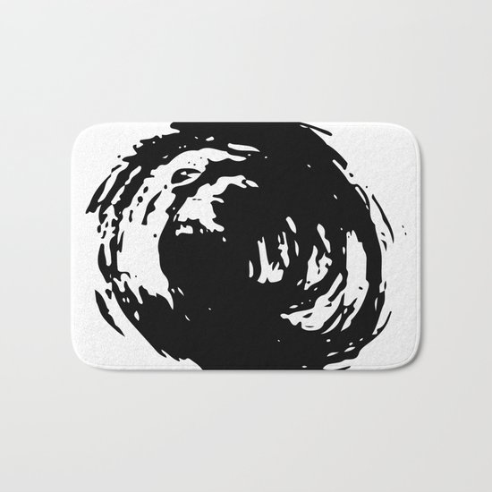 Whorl Black on White Bath Mat