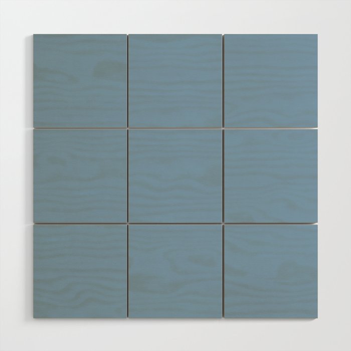 DUSK BLUE SOLID COLOR. Dusty pastel blue plain pattern  Wood Wall Art