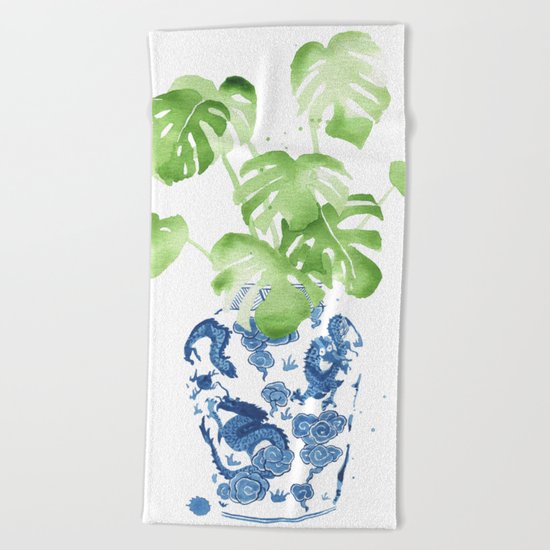 Ginger Jar + Monstera Beach Towel