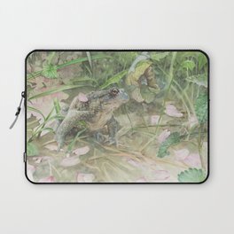 Toad with Cherry Blossom Petals Laptop Sleeve