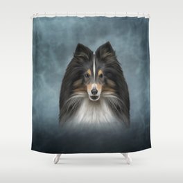 Drawing Dog Shetland Sheepdog, Sheltie Shower Curtain