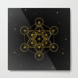 Metatron's Cube Sacred Geometry Black and gold Metal Print | Energyflow, Universe, Metatroncube, Sacredgeometry, Black, Fruitoflife, Graphicdesign, Archangelmetatron, Metatronscube, Golden 