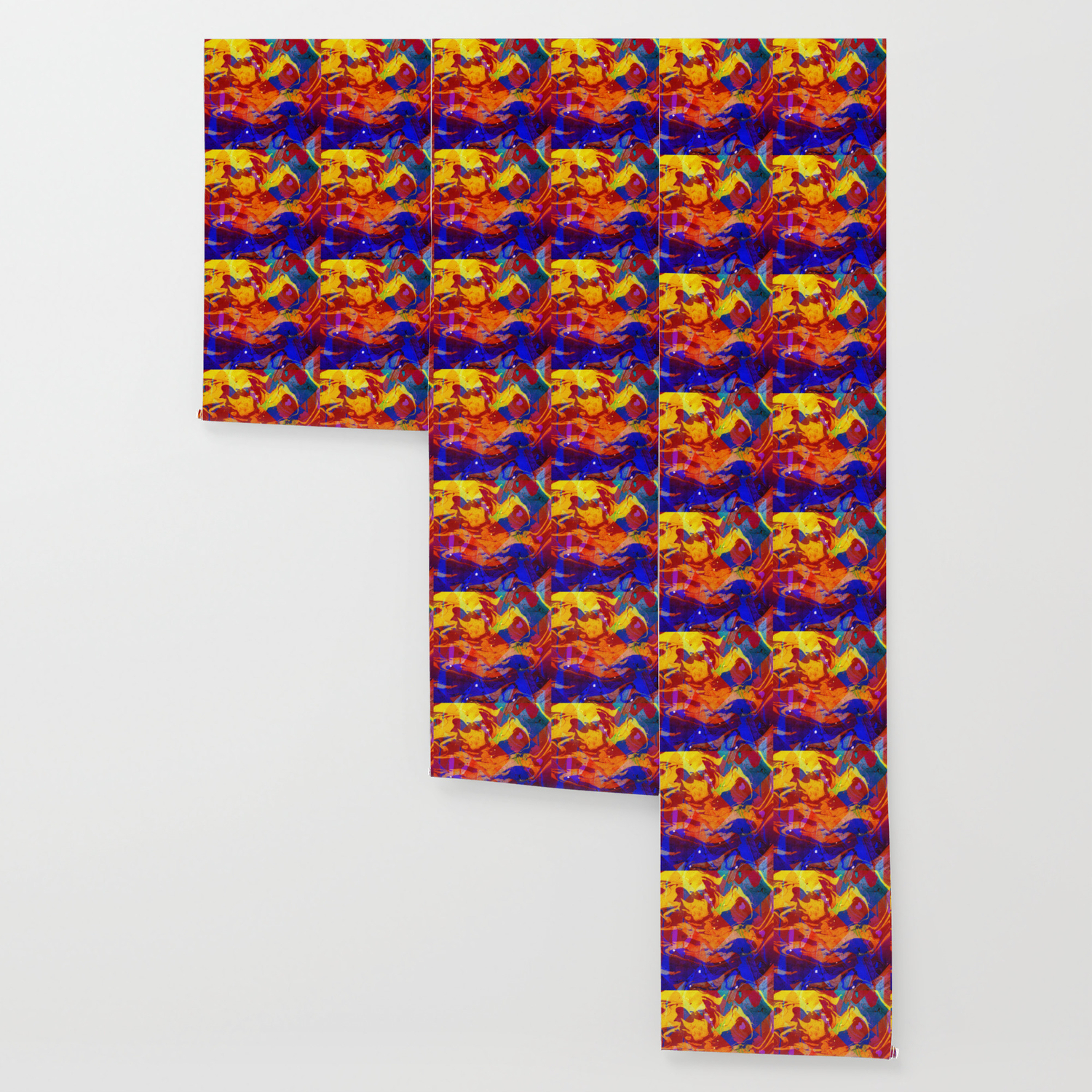 Abstract Blue Red And Yellow Dark Marble Colorful Pattern