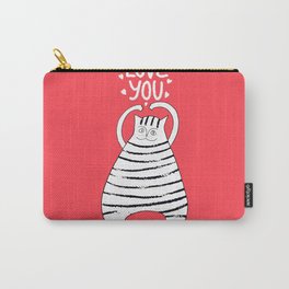 cute cat and hand drawn lettering. love you.vector  Carry-All Pouch