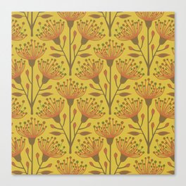 EUCALYPTUS FLORAL in YELLOW OCHRE AND TERRACOTTA Canvas Print