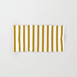 [ Thumbnail: Dark Goldenrod and White Colored Striped Pattern Hand & Bath Towel ]