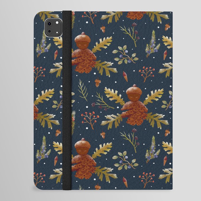 Forest Fairy Pattern (Dark Blue) iPad Folio Case