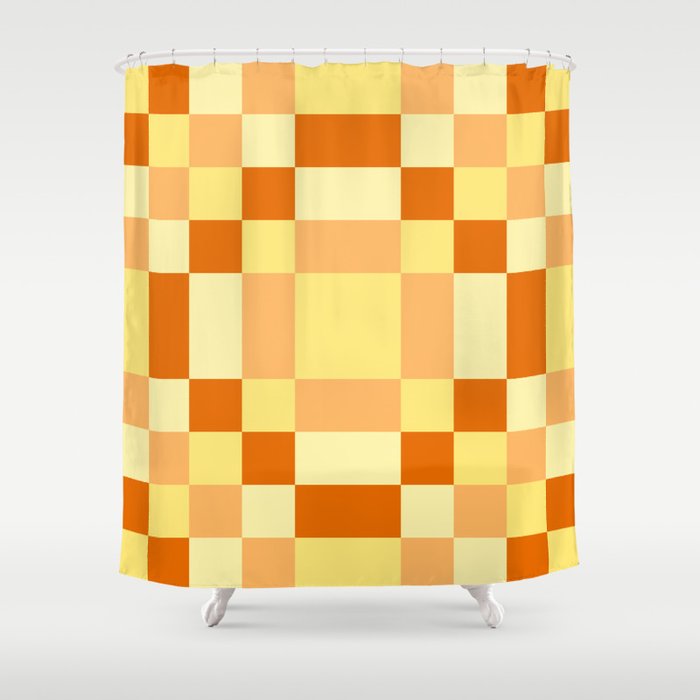Yellow Patchwork Pattern Shower Curtain