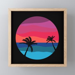 sunset beach Framed Mini Art Print