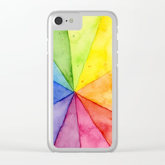 Rainbow Watercolor Geometric Pattern Clear iPhone Case