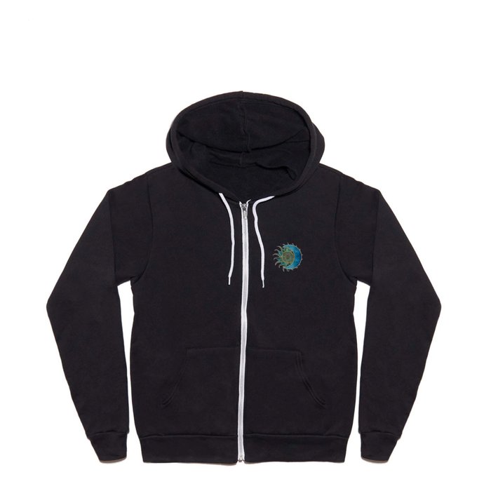 Sun And Moon Universe Celestial Art Gold And Turquoise Full Zip Hoodie
