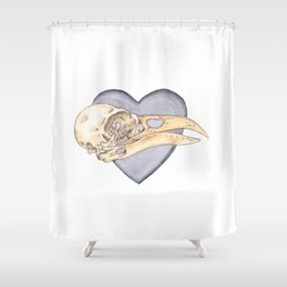 Raven skull and Black Heart - "My dark Valentine" Painting Shower Curtain