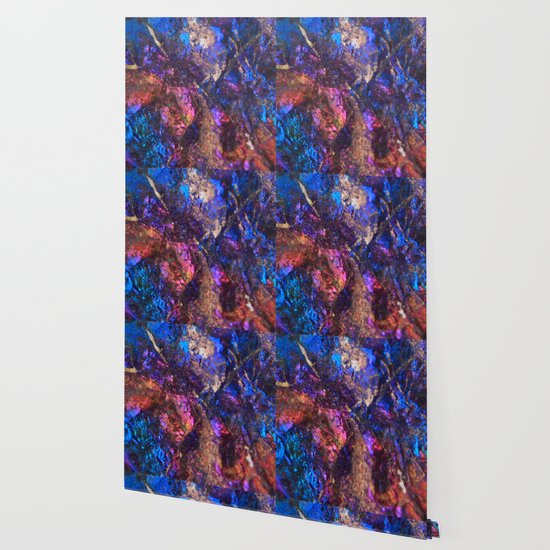 Blue Rainbow Oil Slick Crystals Wallpaper By Thequarry Society6