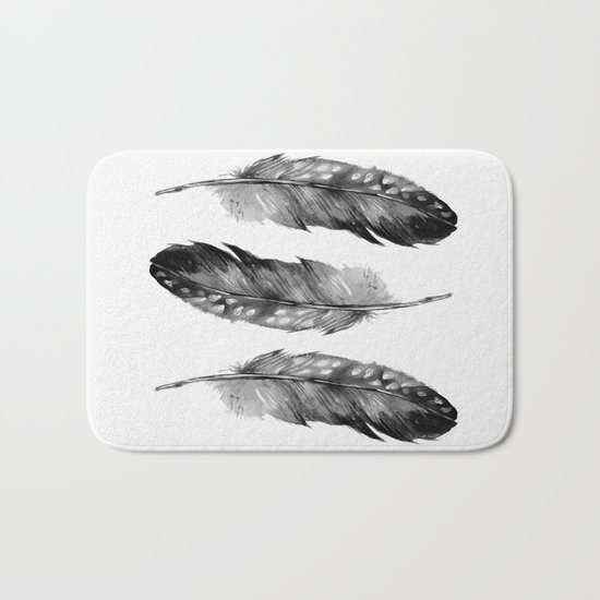 Three Feathers Black And White Bath Mat