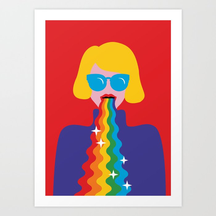 Girl Puke Rainbow Art Art Print