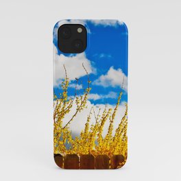 clouds+blue+yellow+fence iPhone Case