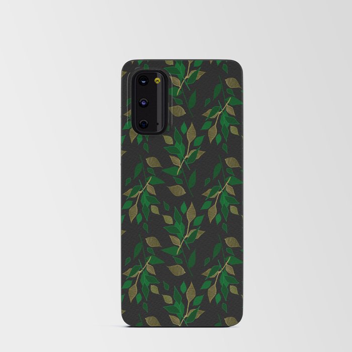 Green and Gold Leaf Foliage Android Card Case