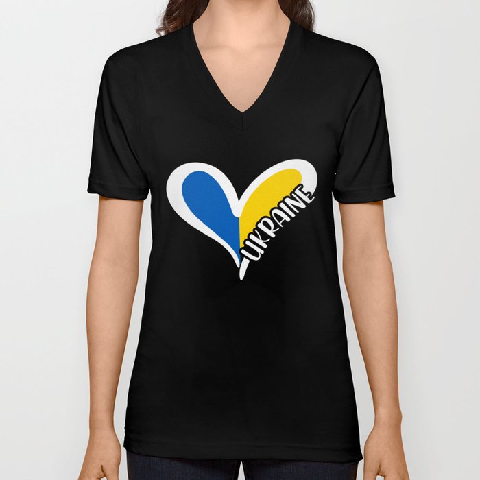Love Ukraine Heart V Neck T Shirt