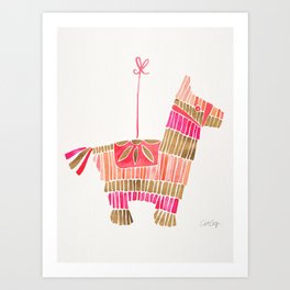 Mexican Donkey Piñata – Pink & Rose Gold Palette Art Print