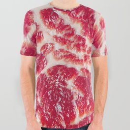 Fresh raw beef steak marbled meat texture close up background All Over Graphic Tee