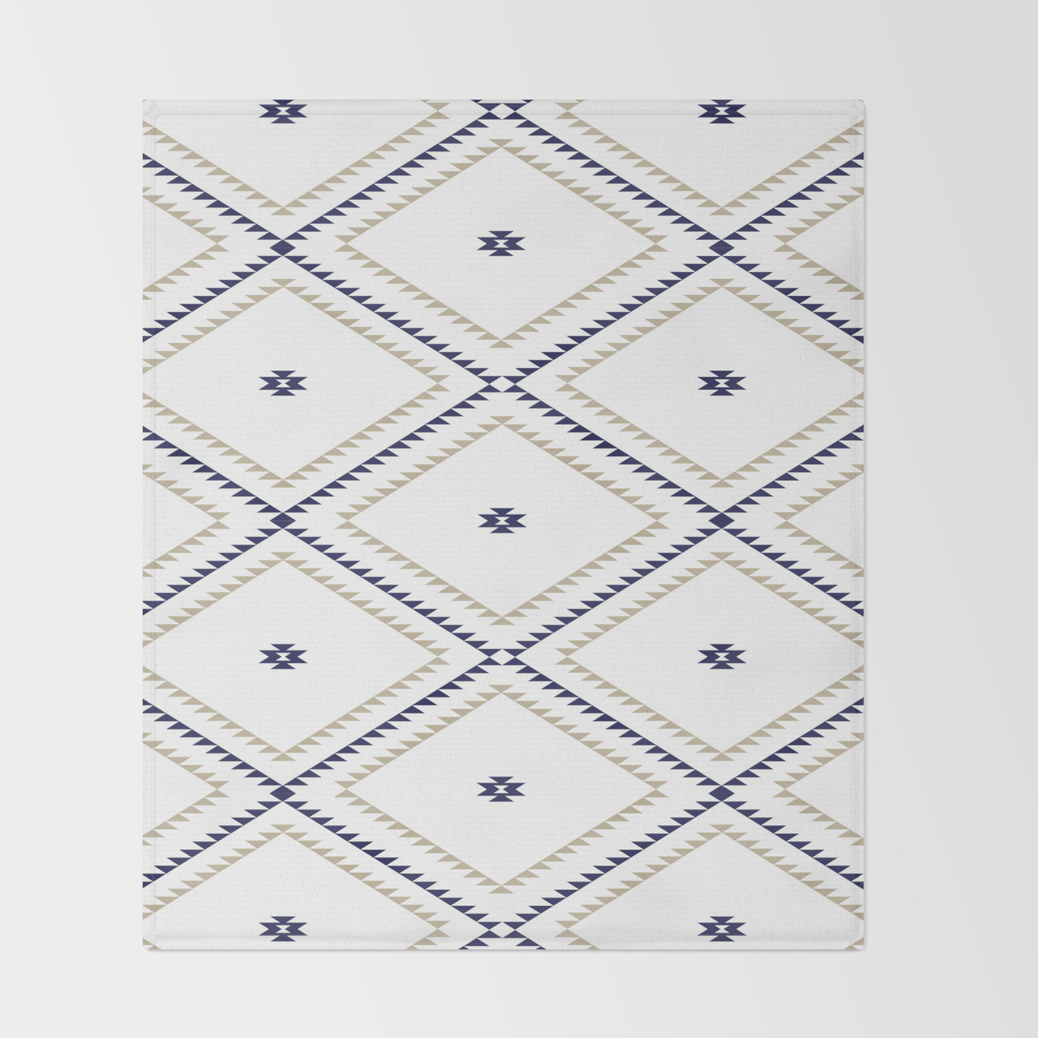 Navajo Pattern Tan Navy White Throw Blanket By Fancyashelltees Society6