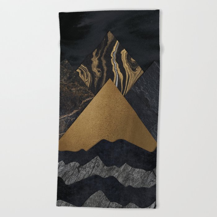 Four Abstract Mountains at Midnight Beach Towel