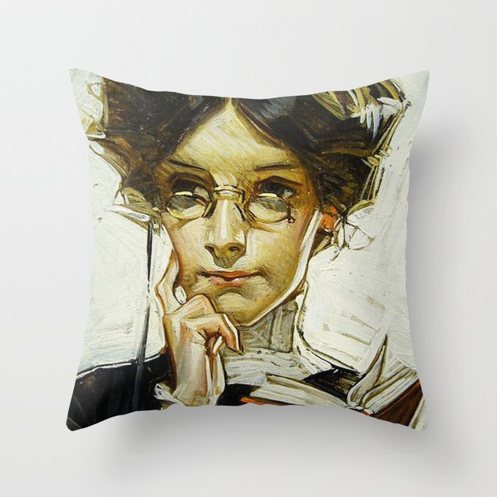 The Studious Woman Throw Pillow