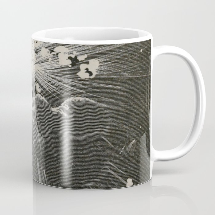 From the Earth to the Moon Black & White Space Explosion Ink Art 1874 Coffee Mug