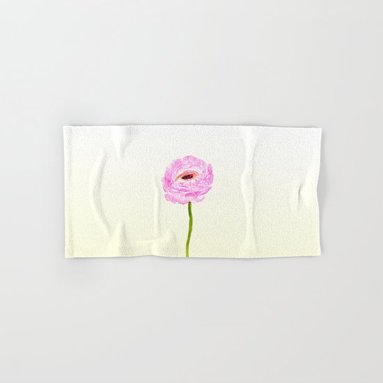 pink cultivited buttercup, Ranunculus Hand & Bath Towel