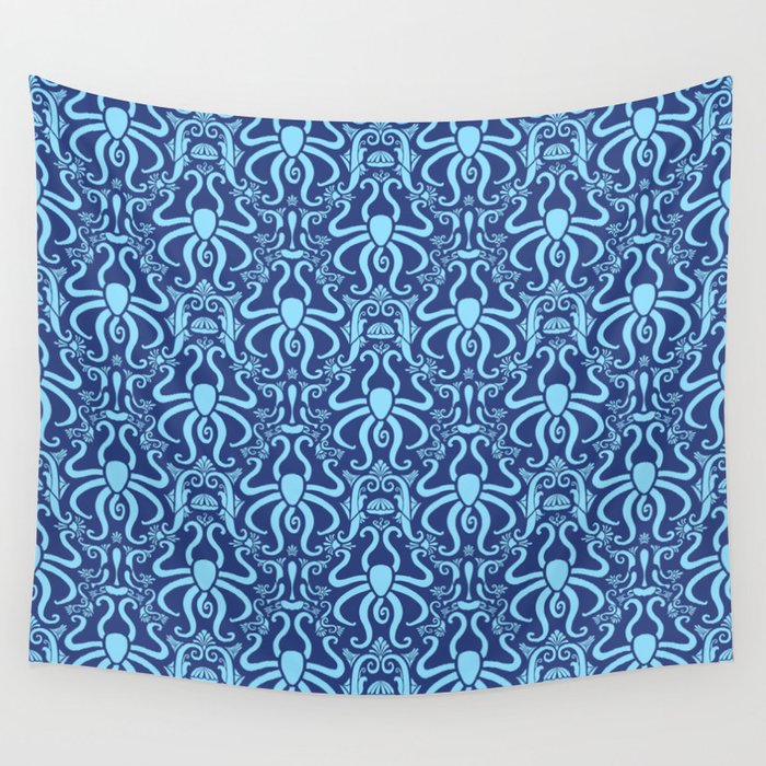 Greek Octopus Blue Wall Tapestry