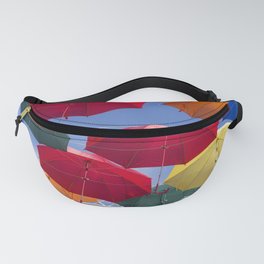 Colorful umbrellas Sunny day Blue sky  Fanny Pack