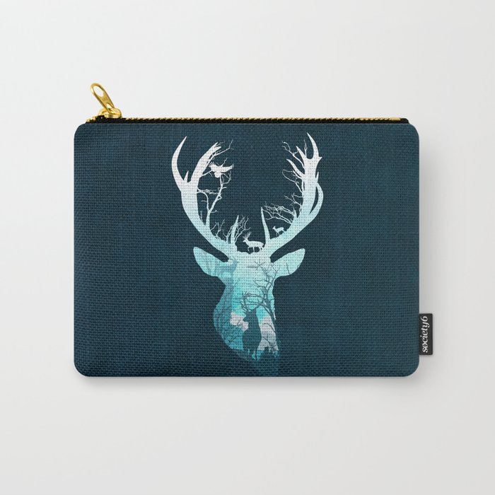 Deer Blue Winter Carry-All Pouch