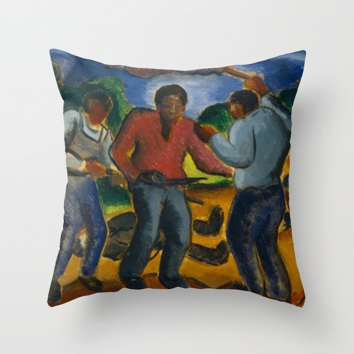 African American Masterpice Nat Turner slave rebellion Virginia historical black history landscape painting by Malvin Gray Johnson wall & home decor Throw Pillow