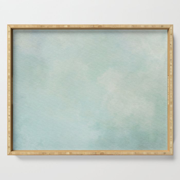 Blue gray watercolor background Serving Tray
