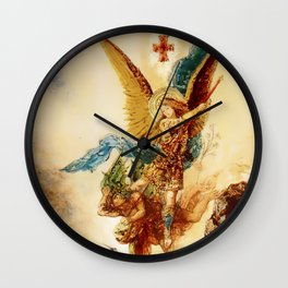“St Micheal Vanquishing Satan” by Gustave Moreau Wall Clock