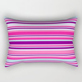 [ Thumbnail: Colorful Hot Pink, Deep Pink, Powder Blue, Purple, and Lavender Colored Lined Pattern Rectangular Pillow ]
