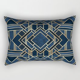 Art Deco Fancy Blue Rectangular Pillow