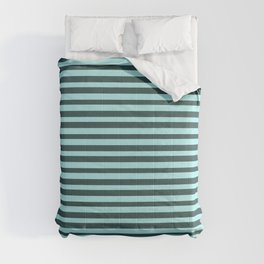 [ Thumbnail: Turquoise & Dark Slate Gray Colored Striped/Lined Pattern Comforter ]