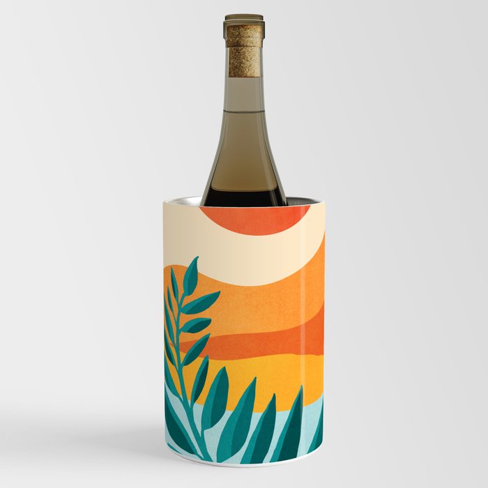 Mountain Sunset Colorful Landscape Illustration Wine Chiller