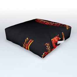Ouroboro Twin Red Dragons Outdoor Floor Cushion
