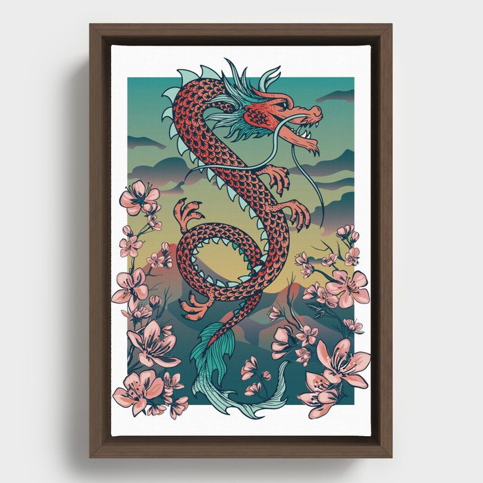 Chinese Dragon Art Framed Canvas