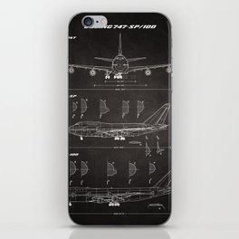 Boeing 747-SP and 747-100 Blueprint in High Resolution (black) iPhone Skin