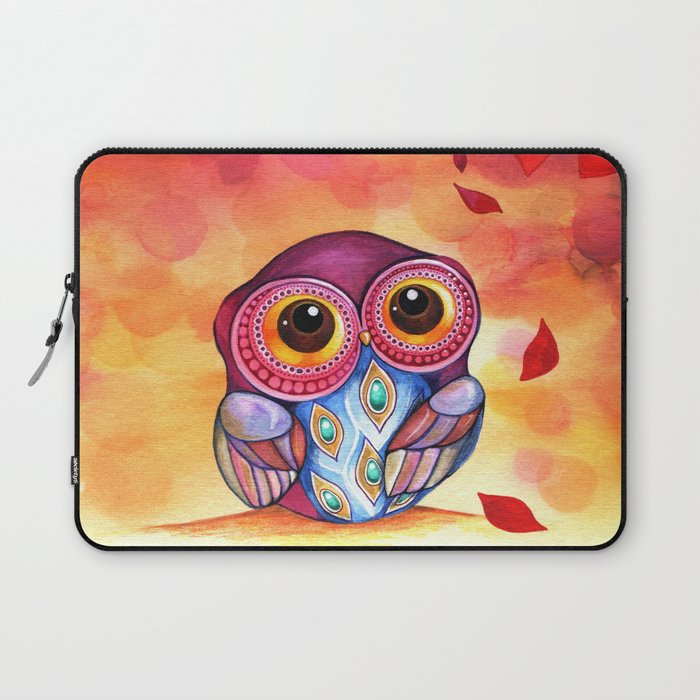 Owl's First Fall Leaf Laptop Sleeve
