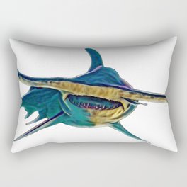 Hammerhead Shark Danger Abyss Art Face Fish Averse Rectangular Pillow