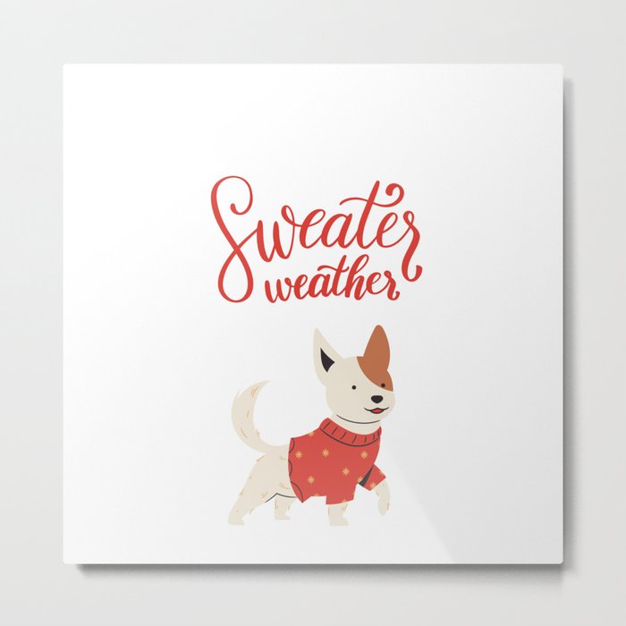 Sweater Weather Playful Pup Metal Print